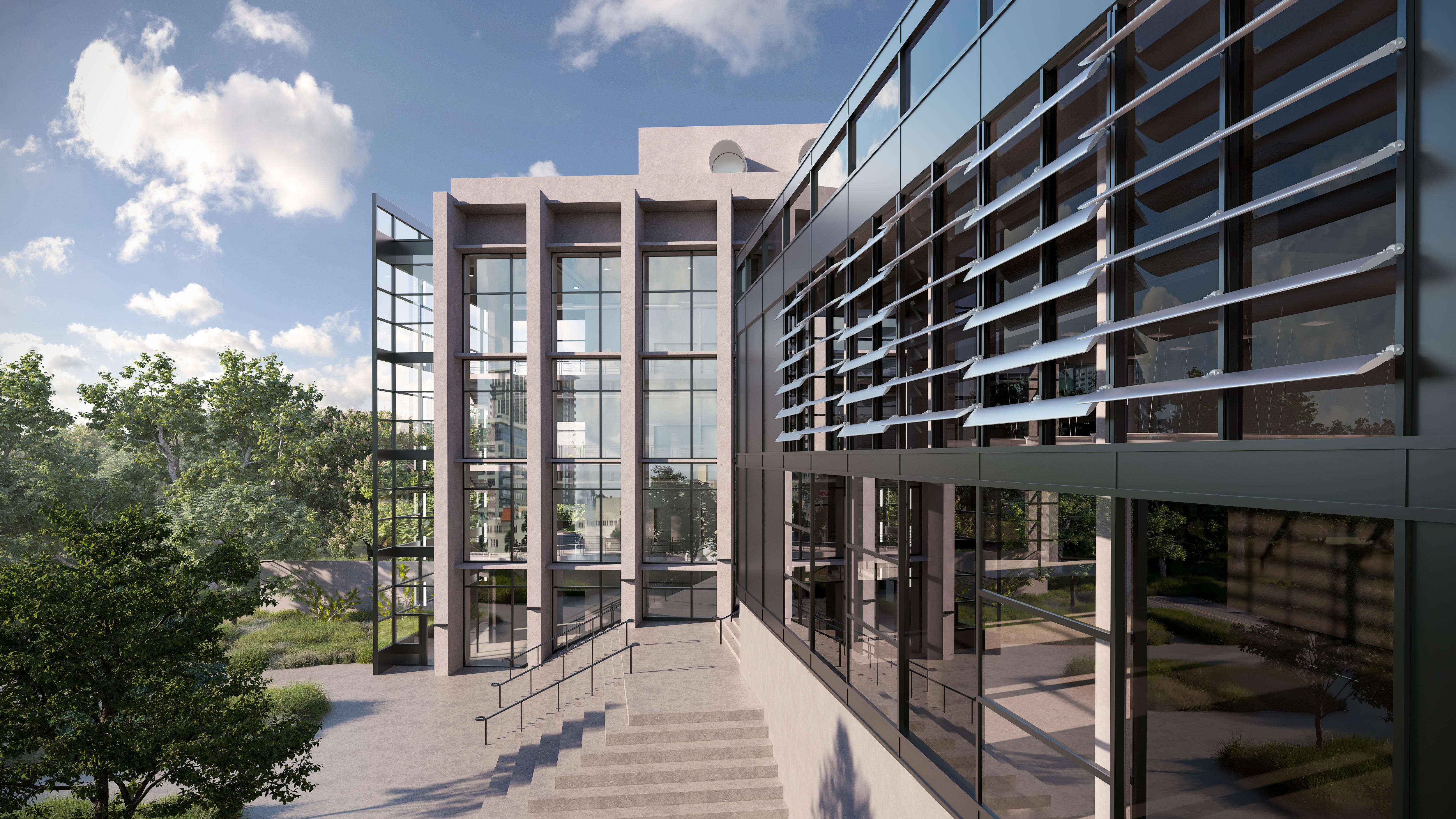 building facade with sunshade