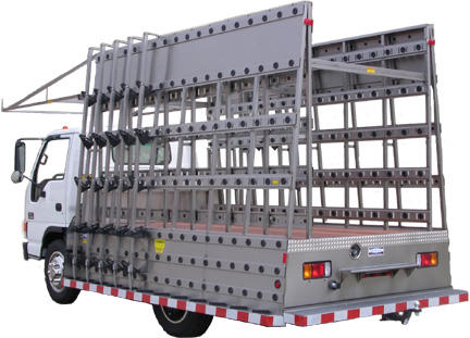 glass-handling truck and rack