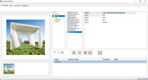 computer screen displaying product builder