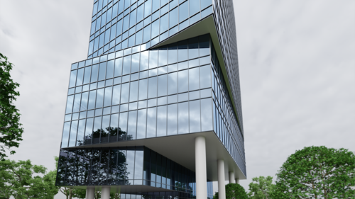 building with glass facade surrounded by trees