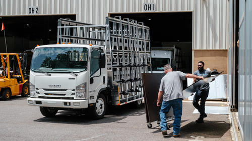 glass truck at loading dock